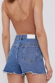 Джинсові шорти The Kooples жіночі гладкі висока посадка колір блакитний