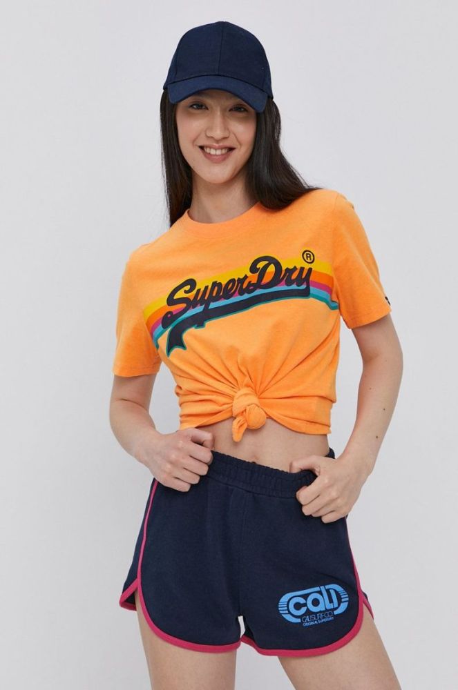 Шорти Superdry жіночі колір синій гладкі фото 2