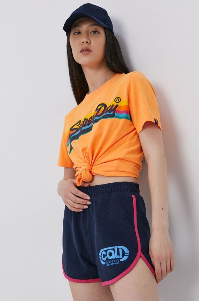 Шорти Superdry жіночі колір синій гладкі фото 4
