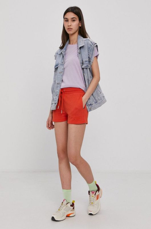 Шорти Superdry жіночі колір помаранчевий гладкі фото 2