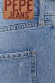 Джинсові бавовняні шорти Pepe Jeans жіночі гладкі колір блакитний