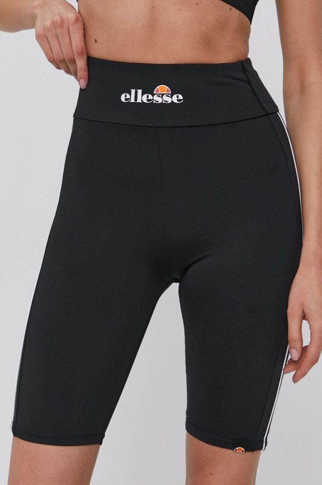 Шорти Ellesse жіночі колір чорний гладкі висока посадка фото 2