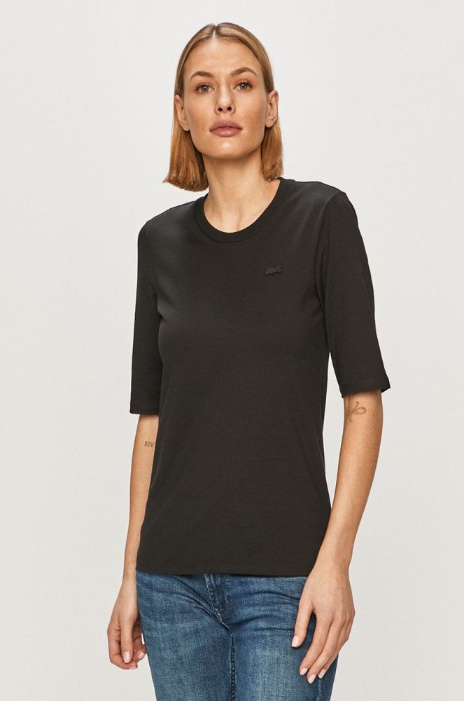 Бавовняна футболка Lacoste колір чорний TF9424-166