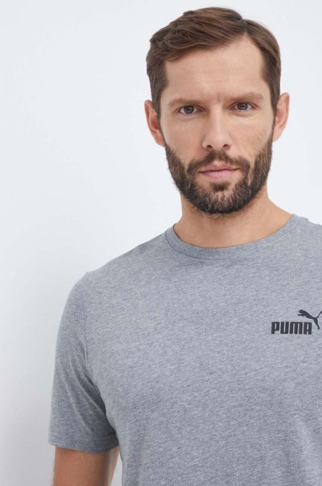 Футболка Puma чоловічий колір сірий однотонний фото 4