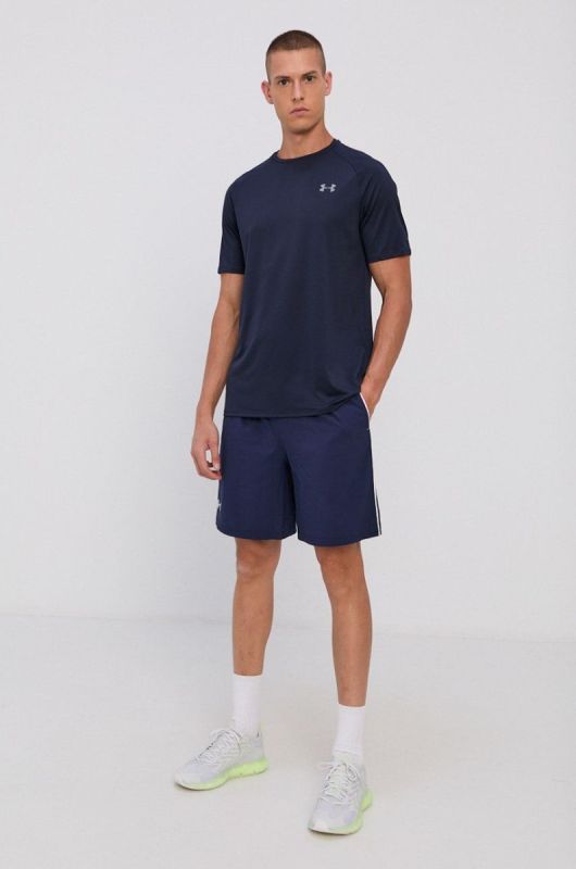 Футболка Under Armour 1345317 чоловіча колір синій гладкий фото 2