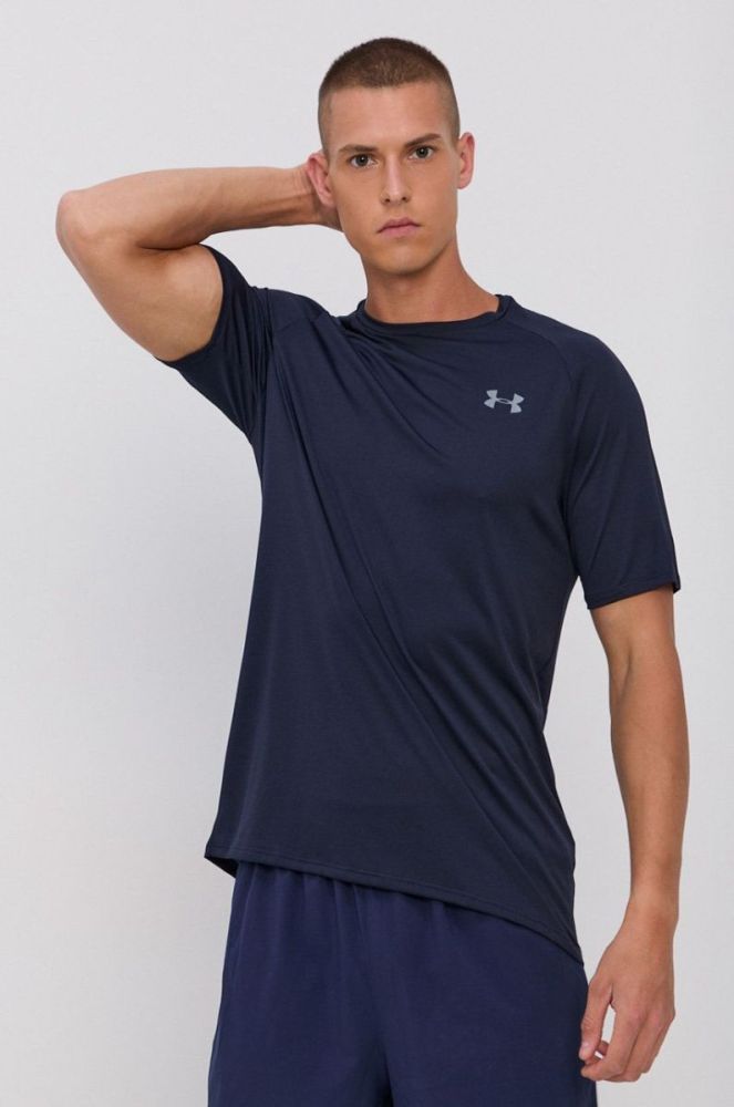 Футболка Under Armour 1345317 чоловіча колір синій гладкий фото 4