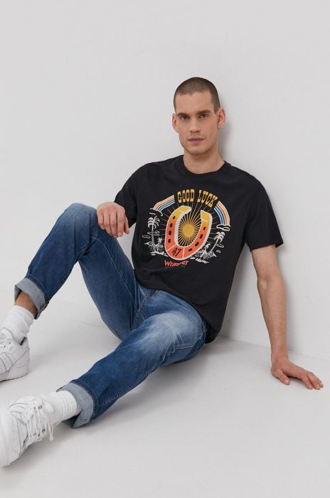 Футболка Wrangler чоловіча колір чорний з принтом