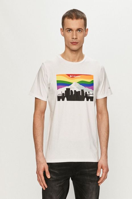 Спортивна футболка Columbia Sun Trek колір білий з принтом (1291452)