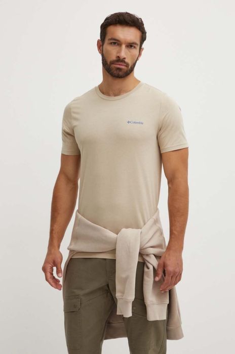 Бавовняна футболка Columbia Rapid Ridge Back Graphic колір бежевий з принтом 1934824-464 (3460873)