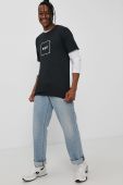 Бавовняна футболка HUF колір чорний з принтом (1684468)