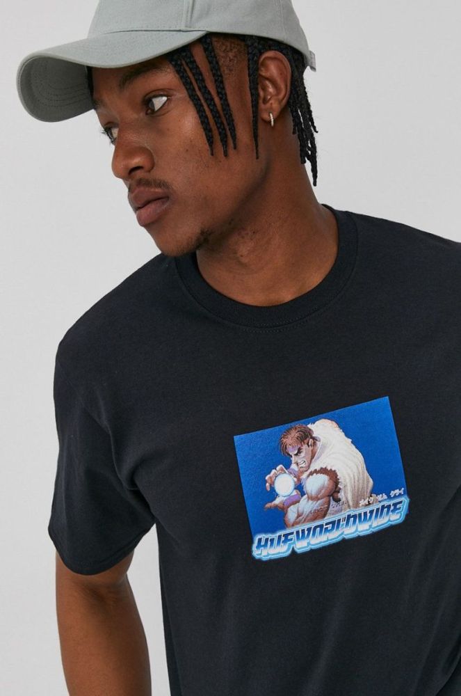 Футболка HUF X Street Fighter II чоловіча колір чорний з принтом фото 4