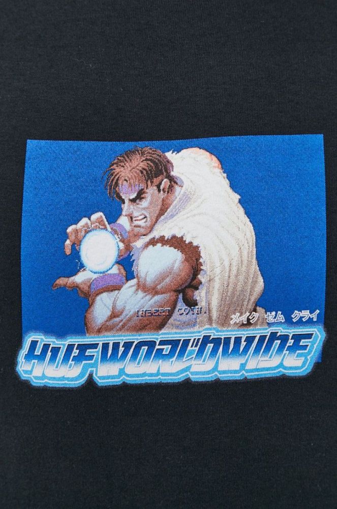 Футболка HUF X Street Fighter II чоловіча колір чорний з принтом фото 5
