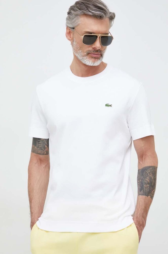 Бавовняна футболка Lacoste колір білий однотонний TH1708-HDE