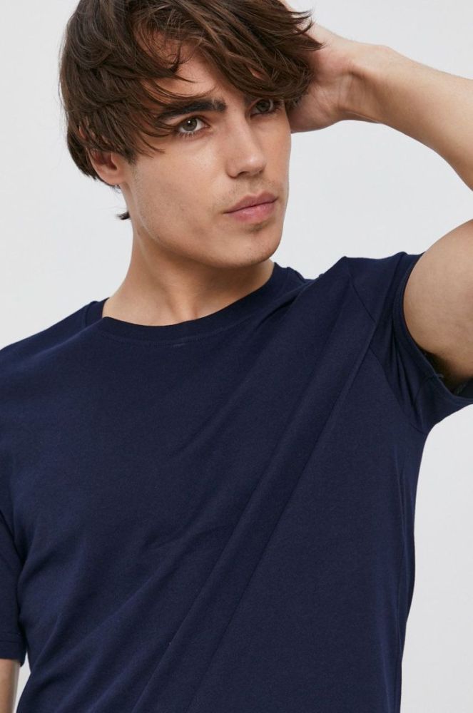 Бавовняна футболка United Colors of Benetton колір синій гладкий фото 4