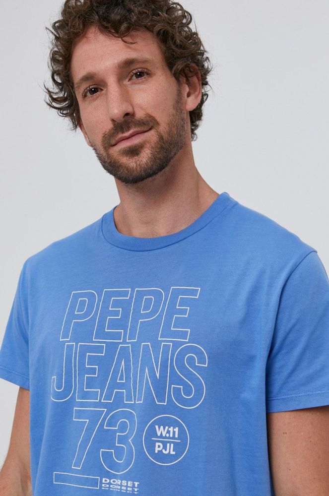 Футболка Pepe Jeans SKYLER чоловіча з принтом колір блакитний