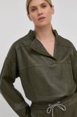 Шкіряна блузка Notes du Nord Taz жіноча колір зелений гладка