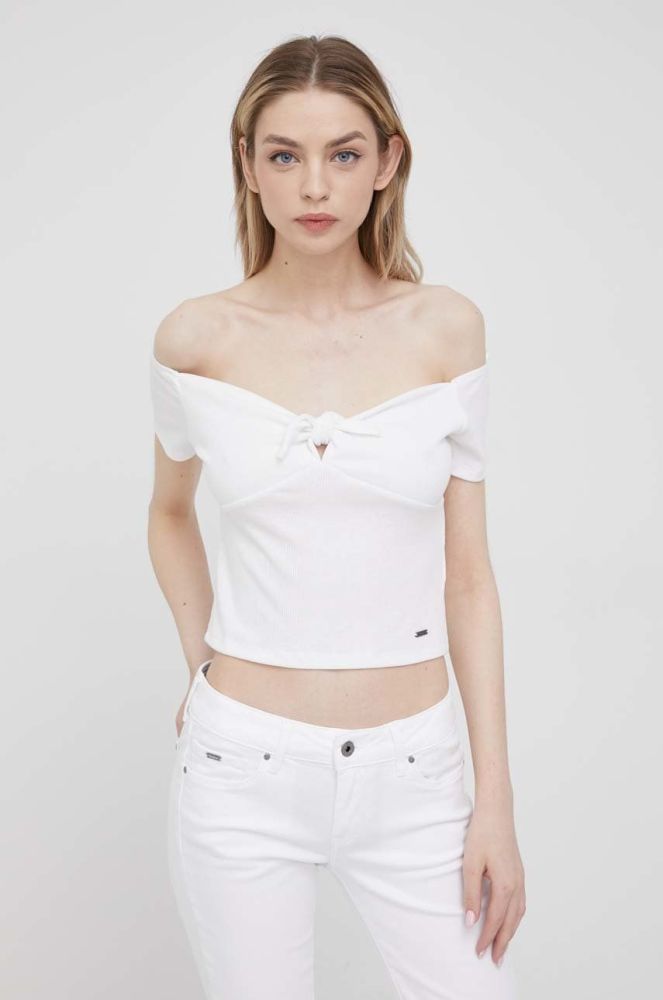 Блузка Pepe Jeans Beth жіноча колір білий однотонна
