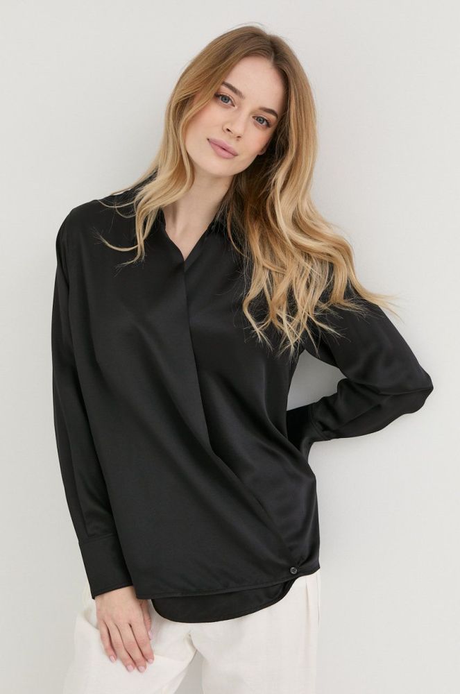 Шовкова блузка Victoria Beckham жіноча колір чорний однотонна