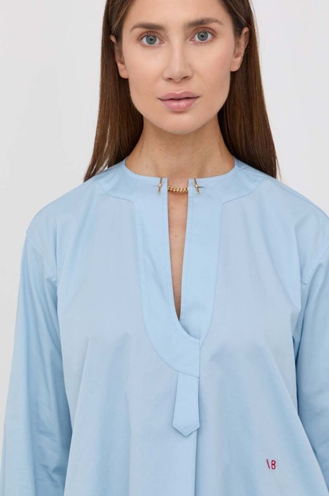 Бавовняна блузка Victoria Beckham жіноча однотонна колір блакитний