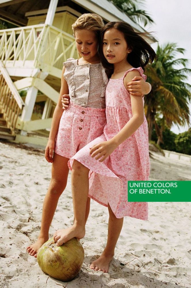 Льняна блузка United Colors of Benetton колір бежевий візерунок фото 4