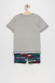 Дитяча бавовняна піжама United Colors of Benetton колір сірий з принтом