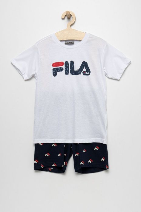 Дитяча бавовняна піжама Fila колір синій з принтом