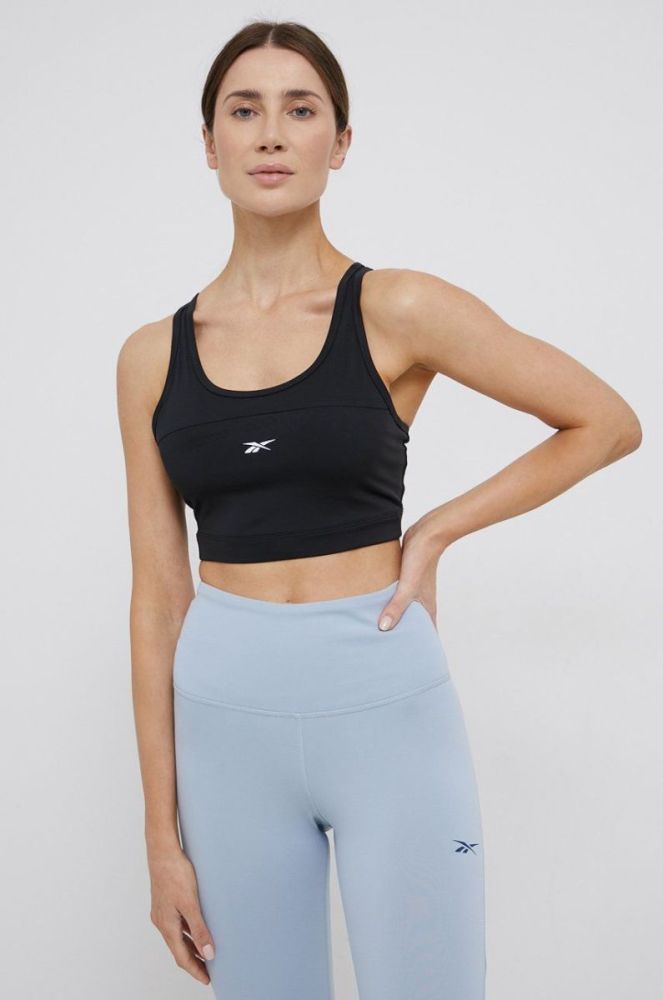 Спортивний бюстгальтер Reebok HA1049 колір чорний гладкий фото 4