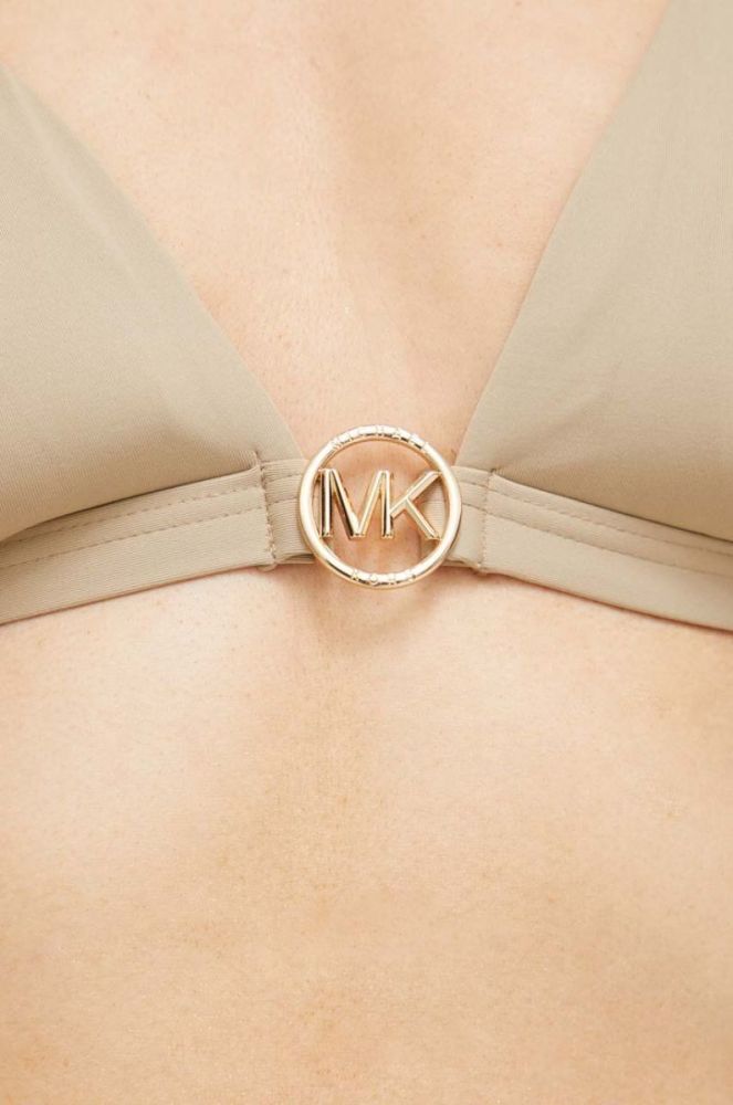 Купальний бюстгальтер MICHAEL Michael Kors колір бежевий ущільнена чашечка фото 3
