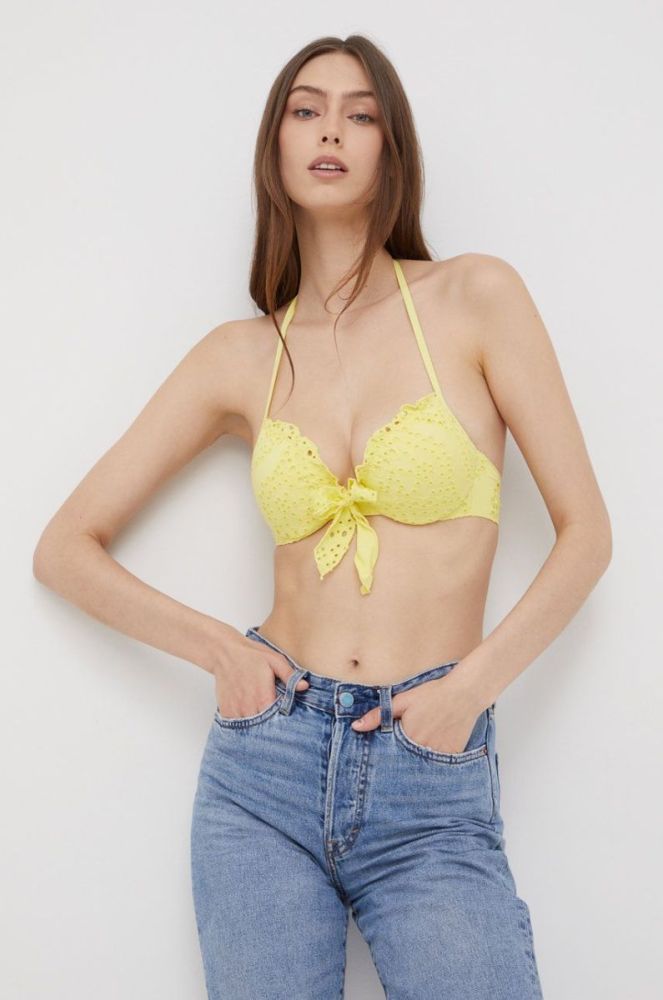 Купальний бюстгальтер Twinset колір жовтий ущільнена чашечка фото 3