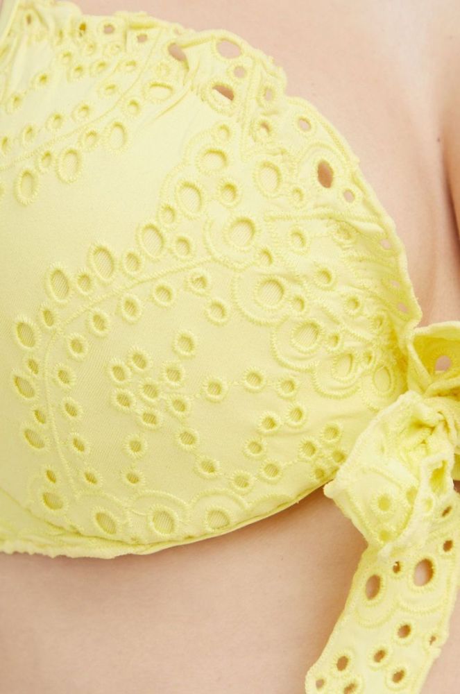 Купальний бюстгальтер Twinset колір жовтий ущільнена чашечка фото 4