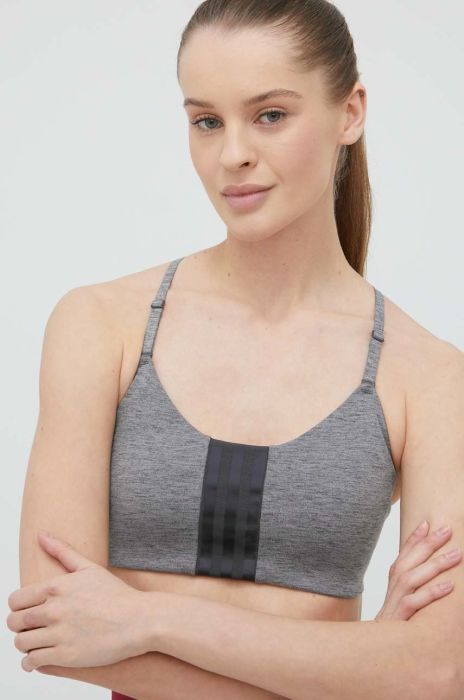 Спортивний бюстгальтер adidas Performance Aeroimpact HC5340 колір сірий меланж Спортивний бюстгальтер adidas Performance Aeroimpact HC5340 колір сірий меланж