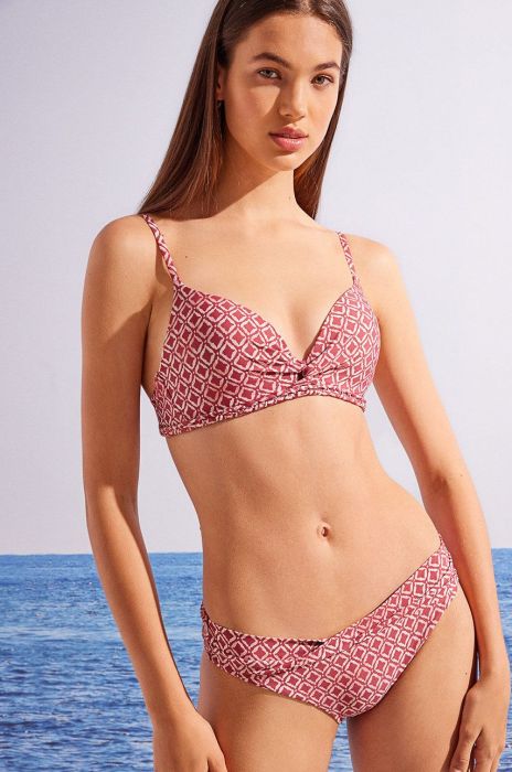 Купальний бюстгальтер women'secret Bazar колір червоний ущільнена чашечка