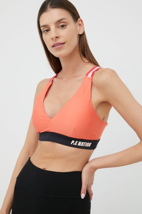 Спортивний бюстгальтер P.E Nation High Press колір помаранчевий візерунок Спортивний бюстгальтер P.E Nation High Press колір помаранчевий візерунок