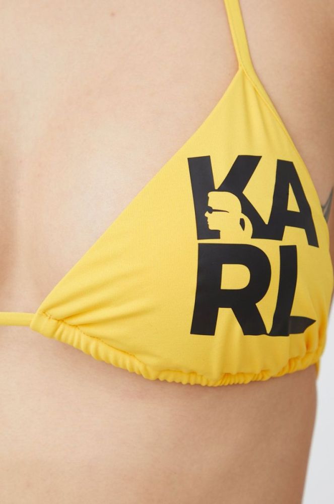 Купальний бюстгальтер Karl Lagerfeld колір жовтий злегка ущільнена чашечка (2298290) фото 4