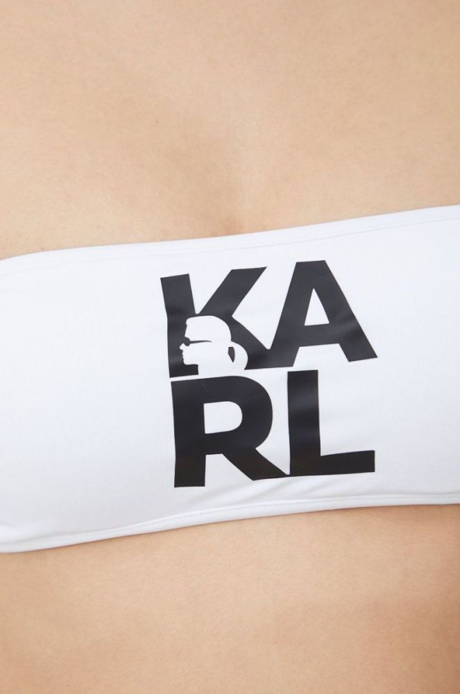 Купальний бюстгальтер Karl Lagerfeld колір білий ущільнена чашечка (2304034) фото 5