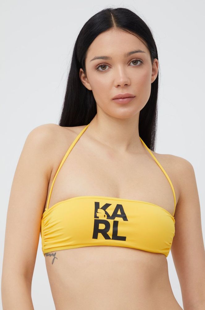 Купальний бюстгальтер Karl Lagerfeld колір жовтий ущільнена чашечка (2304038)