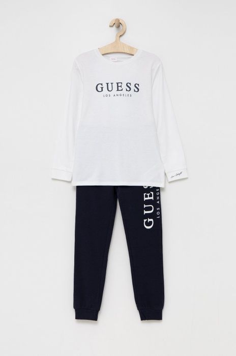 Дитяча піжама Guess колір білий з принтом