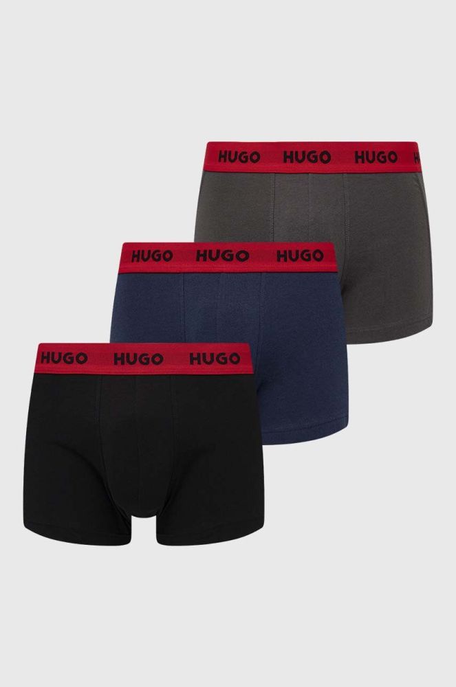 Боксери HUGO 3-pack чоловічі колір сірий (3480519)