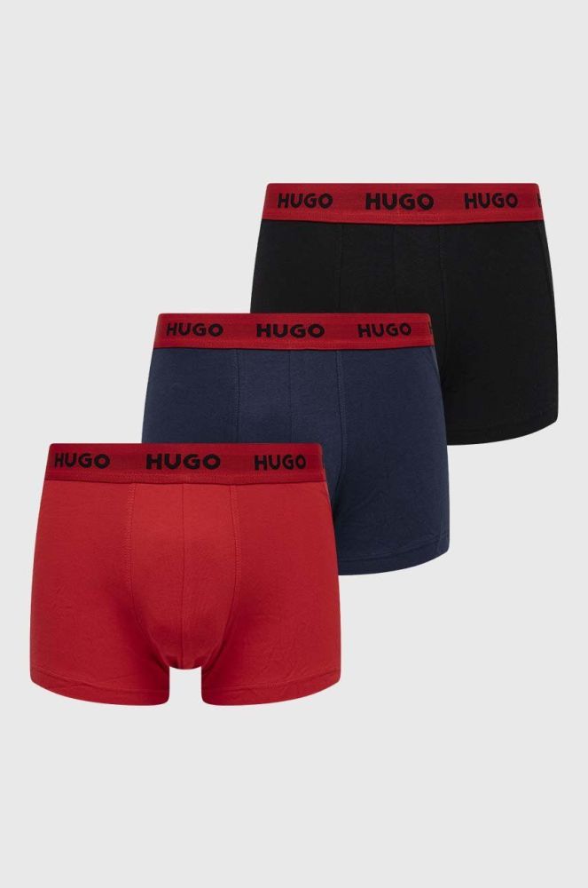 Боксери HUGO (3-pack) чоловічі колір червоний (2658538)