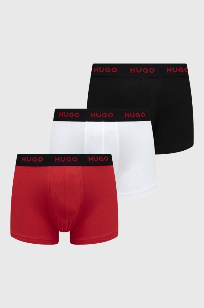 Боксери HUGO 3-pack чоловічі колір червоний (3206195)