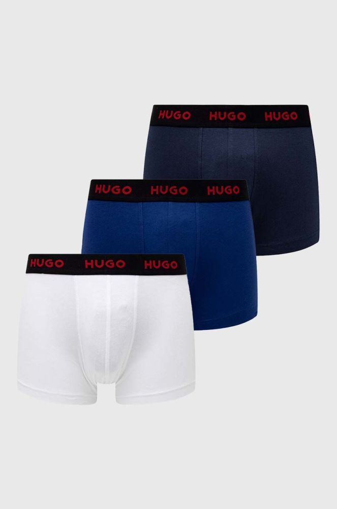 Боксери HUGO (3-pack) чоловічі колір синій (2659144)