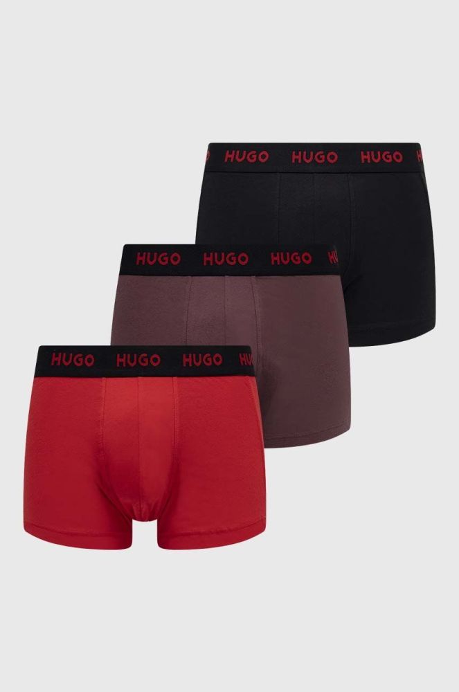 Боксери HUGO (3-pack) чоловічі колір червоний (2658543)