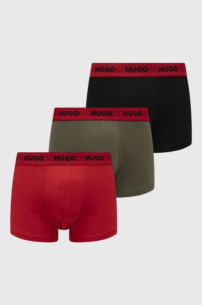 Боксери HUGO (3-pack) чоловічі колір червоний (2485984)