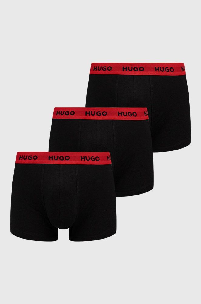 Боксери HUGO (3-pack) чоловічі колір чорний (2191511)