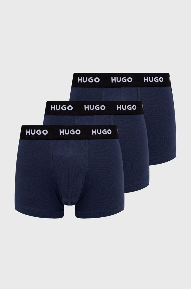 Боксери HUGO (3-pack) чоловічі колір синій (2140734)