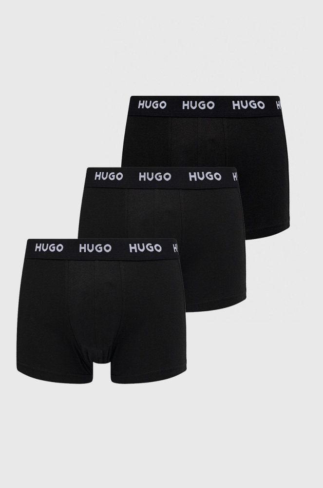 Боксери HUGO (3-pack) чоловічі колір чорний (2140728)