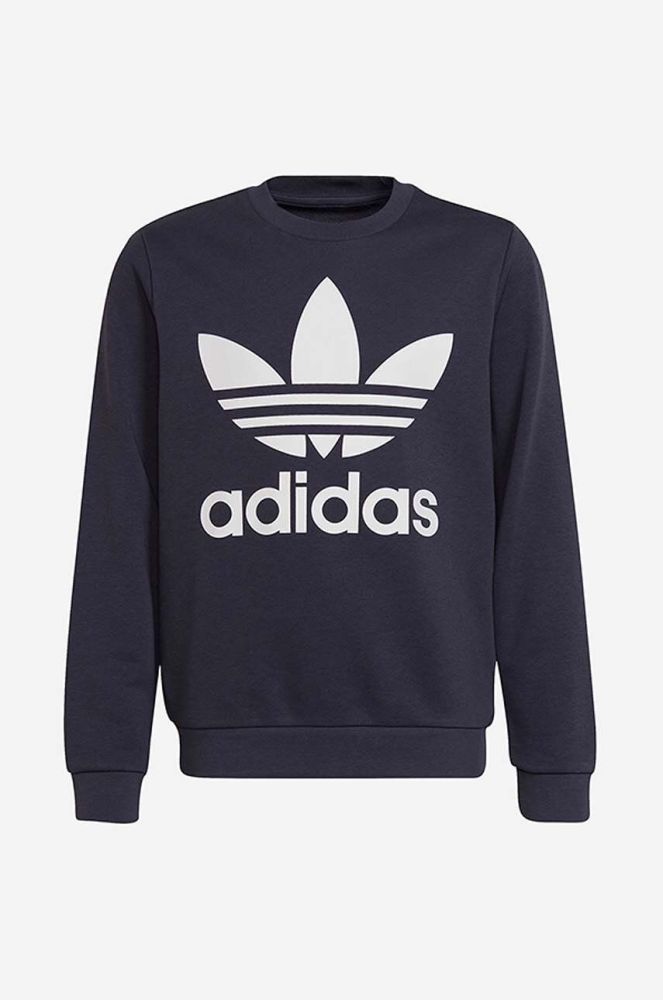 Дитяча кофта adidas Originals TREFOIL CREW колір синій з принтом