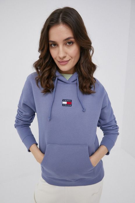 Бавовняна кофта Tommy Jeans жіноча колір фіолетовий однотонна