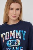 Бавовняна кофта Tommy Jeans жіноча колір синій з принтом (2015429)