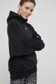 Кофта Reebok Studio Recycled жіноча колір чорний з капюшоном однотонна